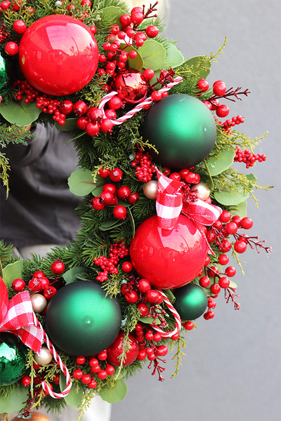 Klasyka Zimowa, świąteczny wianek do powieszenia