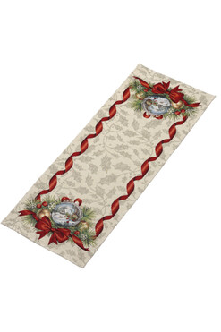 Gwiazdkowy Ostrokrzew, świąteczny bieżnik gobelinowy, 140x42cm