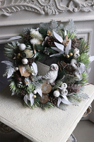 Zimowa Sowa, świąteczny wianek na drzwi