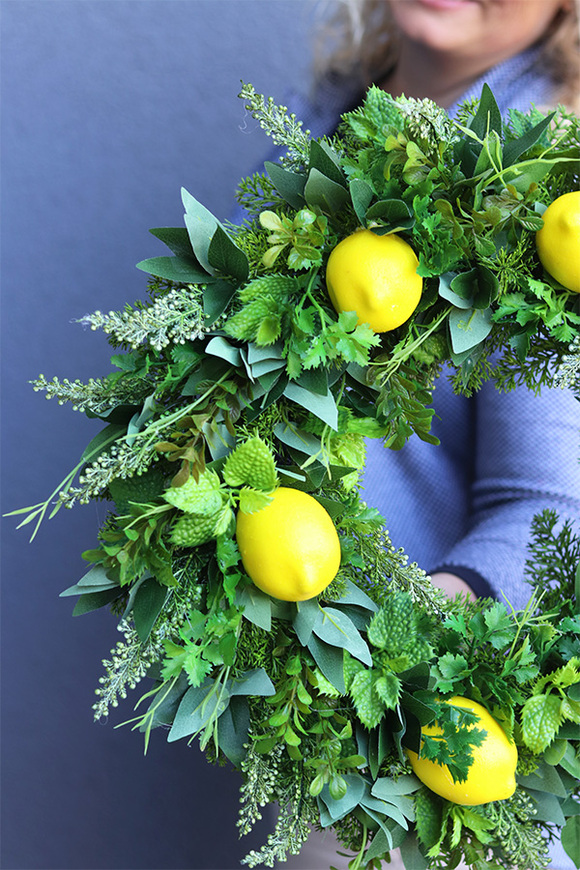 Citrones 2, zielony wianek na drzwi z owocami