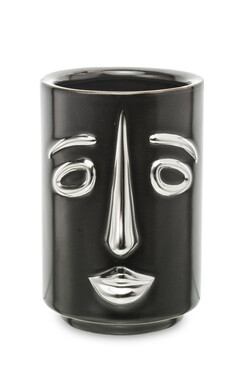 Personal Glamour, ceramiczny wazon z twarzą, czarny B, wys.14cm