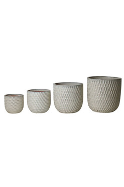 Honey, doniczka osłonka ceramiczna, krem, kpl.4szt, wys.19/23/29/36cm