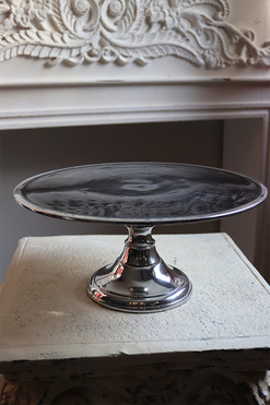 OD RĘKI patera Glamour Gray ze srebrnym rantem, śr.30cm