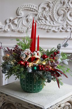 Magia Dzieciństwa, adwentowy stroik ze świecami LED, wym.44x40cm