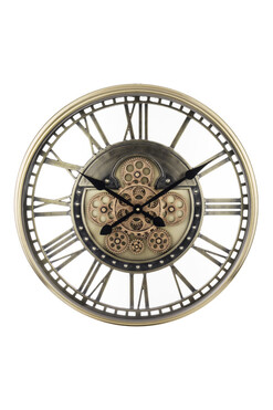 Steam Punk Brass, elegancki zegar ścienny, śr.54cm