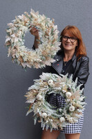 November Sun, boho jesienny wianek z dyniami