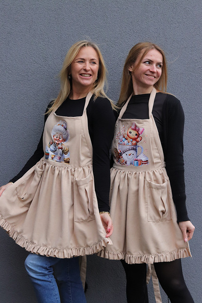 Christmas Kitchen, świąteczny fartuch kuchenny, beżowy