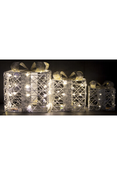 Rattan Gift Gold, świąteczne prezenty dekoracja LED