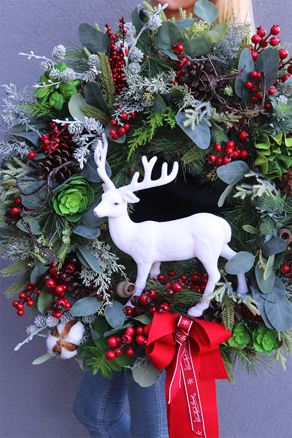 Reniferro Lux, komplet dekoracji świątecznych, girlanda + wianek