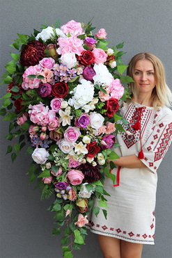 bardzo duża wiązanka nagrobna, Della Felinata, dł.120cm 