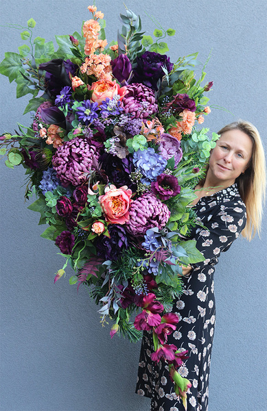 Lissa, fioletowy komplet dekoracji nagrobnych, duża wiązanka+bukiet