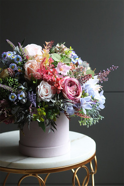 Fioletova Beatrycze, liliowy flowerbox kwiatowy, wym.34x40cm 