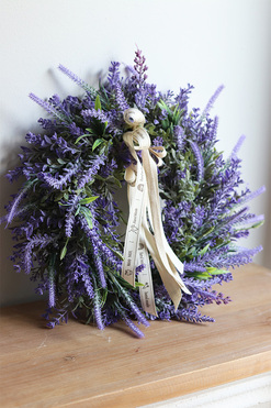 Lawendiana, wianek z lawendą i wrzosem, śr.33cm