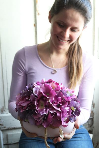 Bellin, różowa kompozycja z kwiatów hortensji, wym.20x20x15cm 