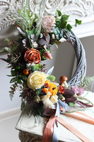 Mushroom, jesienny asymetryczny wianek z dynią