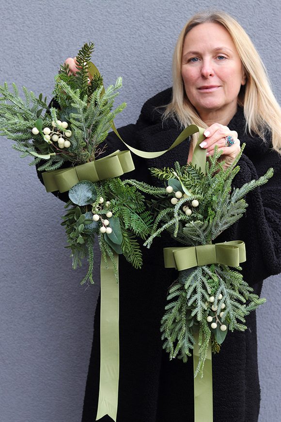 Green Christmas Door Mini, zawieszka świąteczna na drzwi dwustronna