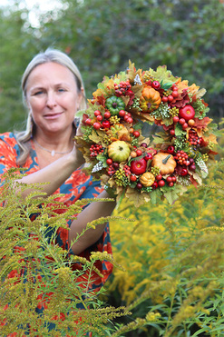 Meriera, jesienny wianek z dyniami, śr.30cm 