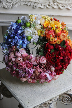 Tęczowy Ogród 3, dekoracyjny wianek na drzwi, śr.37cm 