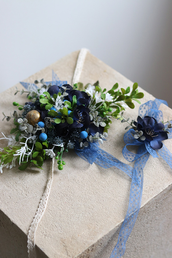 Boho Navy Blue, stroik / dekoracja do koszyczka wielkanocnego, rozp.22x15/8x9cm