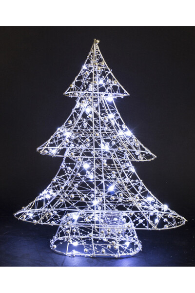 Christmas Tree, figurka świąteczna choinka LED, srebrna