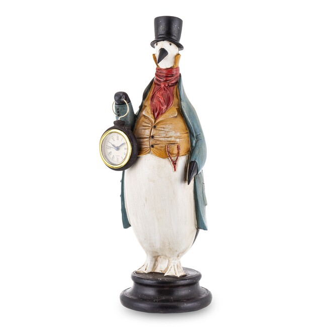 Alicja w Krainie Czarów, figurka pingwin z zegarkiem, wysm.36x11x11cm