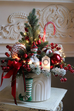 Lollypop Snowman, świąteczny stroik LED z choinką, wym.48x38cm 