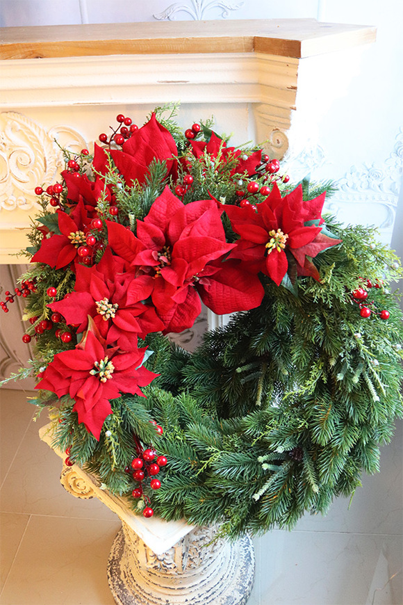 Gwiazda betlejemska Hilton 3, świąteczny wianek dekoracyjny