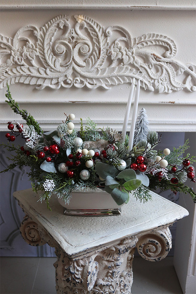 Piękna Zima, świąteczny stroik z łosiem i świecami
