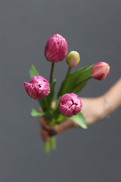 Aprile, bukiet tulipanów silikonowych, różowe