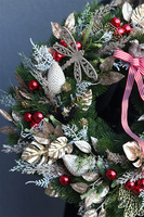 Złota Noc, klasyczny złoty bożonarodzeniowy wianek, śr.46cm