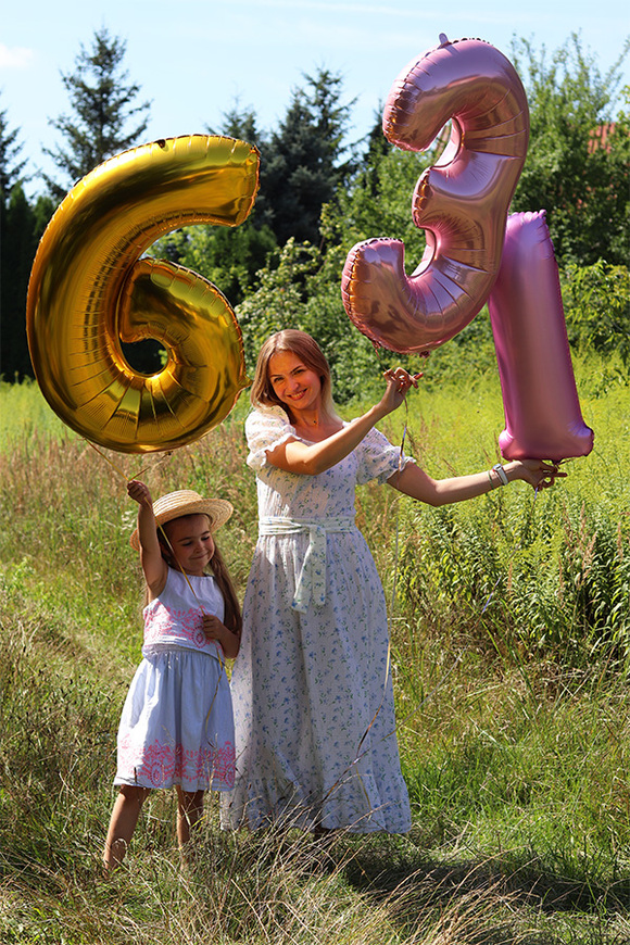 Numbers, złota cyfra balon z helem