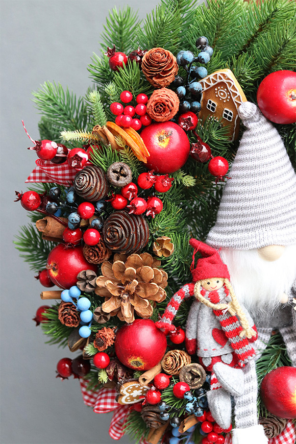 Skrzat Świąteczny, bożonarodzeniowy wianek na drzwi