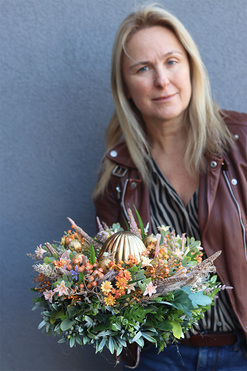 Rdzawa Wielkanoc Gold, stroik wielkanocny z jajem, wym.12x35cm