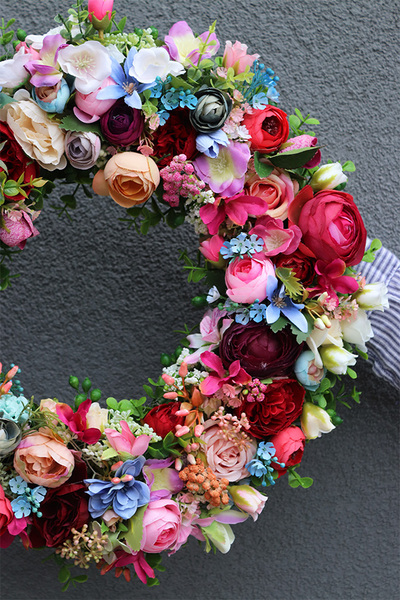 Kontessa Eukalipti 2, kolorowy wianek na drzwi, śr.40cm