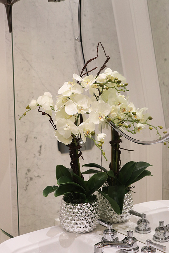 Silver Mermaid, sztuczny storczyk w lustrzanej donicy