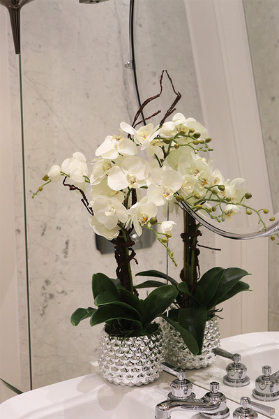 Silver Mermaid, sztuczny storczyk w lustrzanej donicy