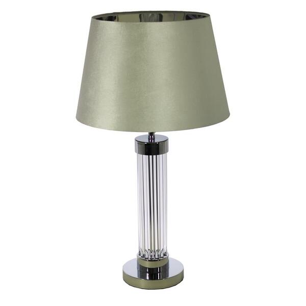 Tubo, lampa stołowa, abażur biało-srebrny stożek, wys.64cm 