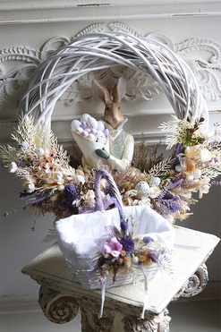 Silvietta Very Peri, komplet dekoracji wielkanocnych, wianek + koszyczek 