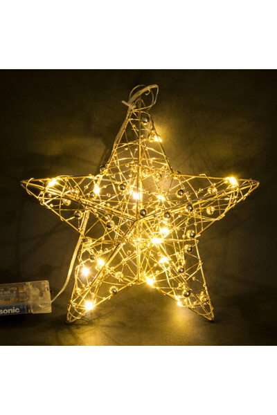 Christmas Star, zawieszka świąteczna gwiazdka LED, złota