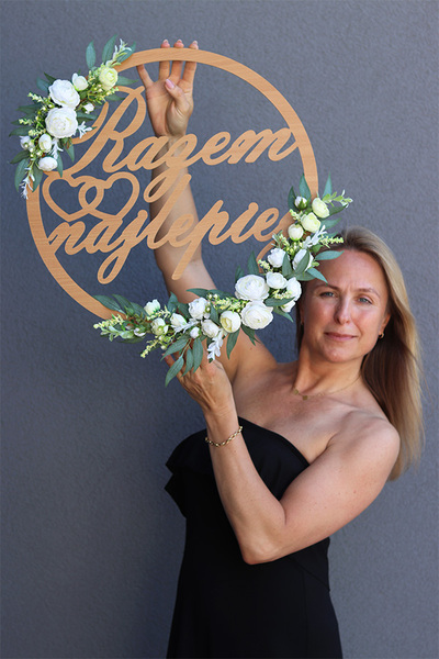 koło kwiatowe z napisem Razem Najlepiej, śr.59cm