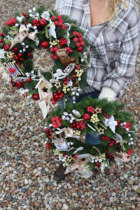 Świąteczny Kolor Big 2, bogaty wianek świąteczny LED