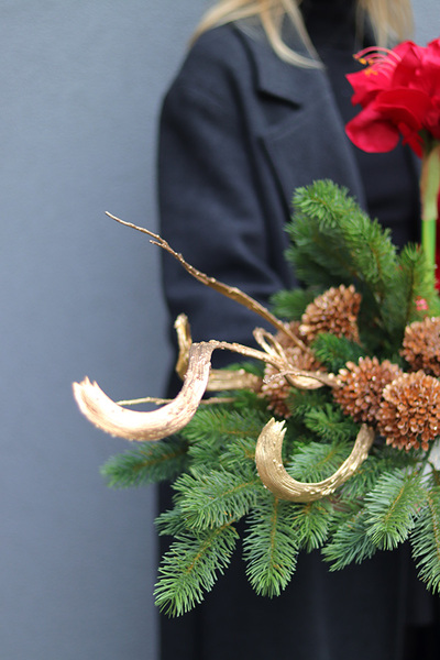 Amarylis Longia, kompozycja kwiatowa w naczyniu