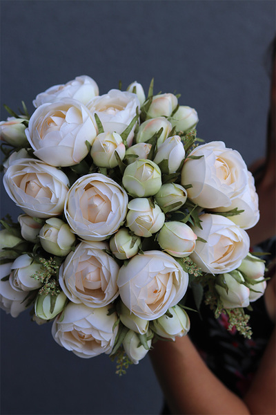 Pełniki New, bukiet jasnoróżowych kwiatów, dł.35cm