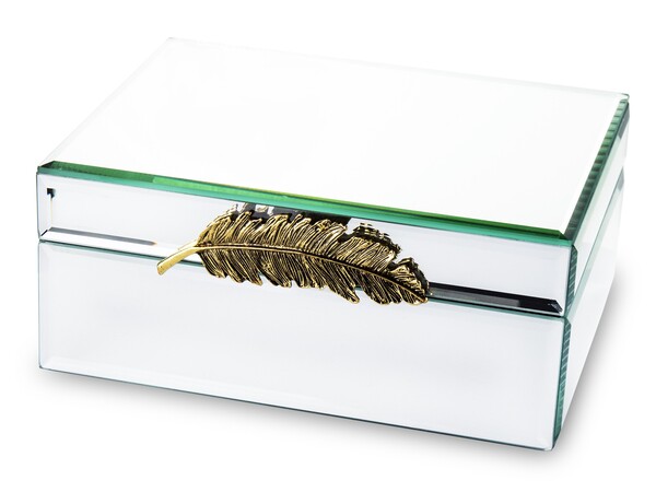 Feather C, lustrzane puzderko / szkatułka na drobiazgi, wym.8x19x15cm
