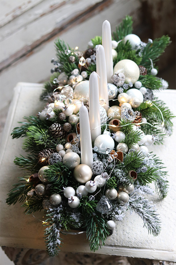 adwentowy stroik Whiterio, wym.27x47cm