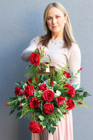 Angelo Garden Rubin Gold, lampion nagrobny z kwiatami