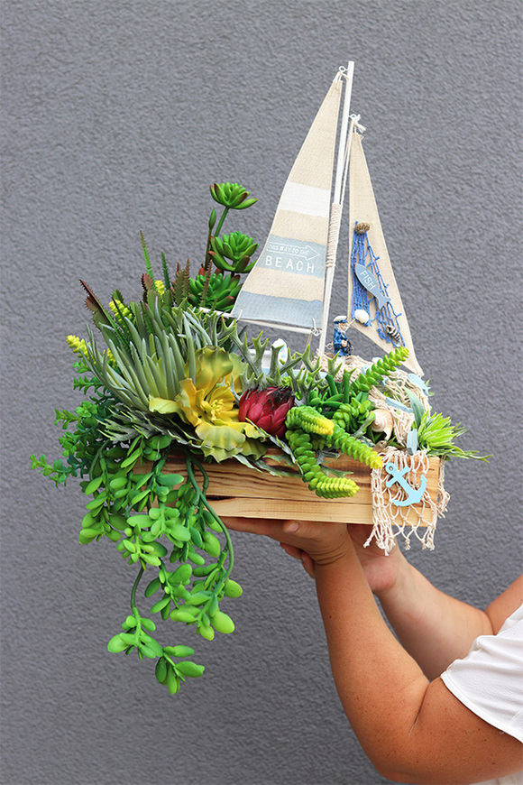 Boat, kompozycja marynistyczna w skrzynce