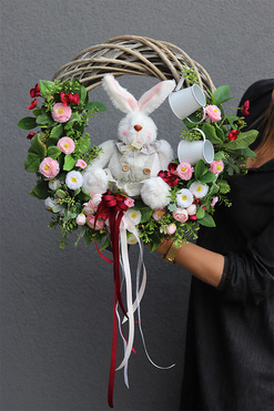 Bunny Girl, wiosenny wianek z zajączkiem, rozp.42cm 