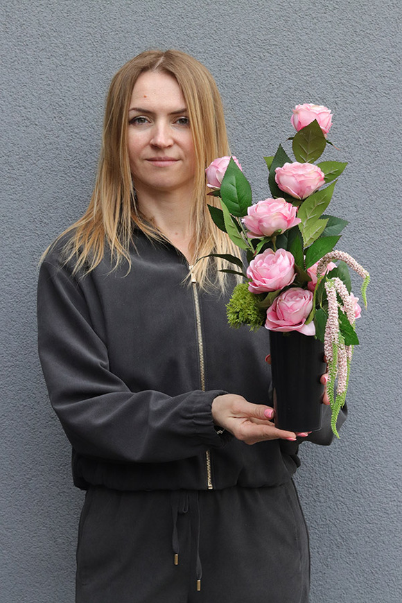 Clear Design Roses Pink, bukiet nagrobny we wkładzie