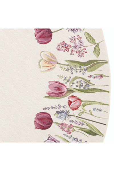 Rose Palace Beige, obrus gobelinowy serweta okrągła	